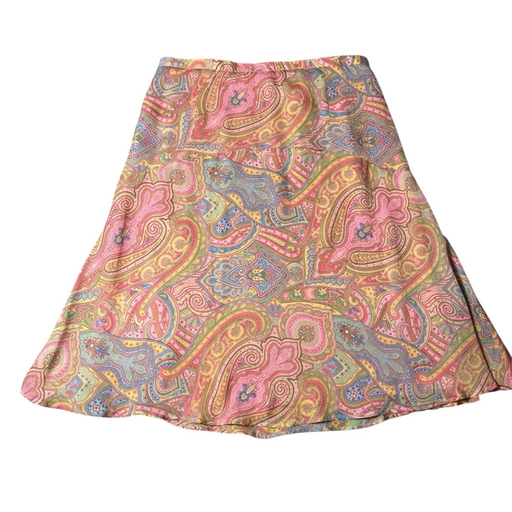 Liz Claiborne Silk Paisley Pink Multicolored Y2K Skirt